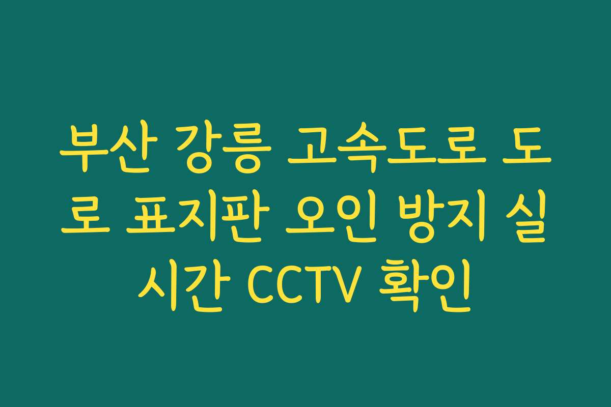 부산 강릉 고속도로 도로 표지판 오인 방지 실시간 CCTV 확인