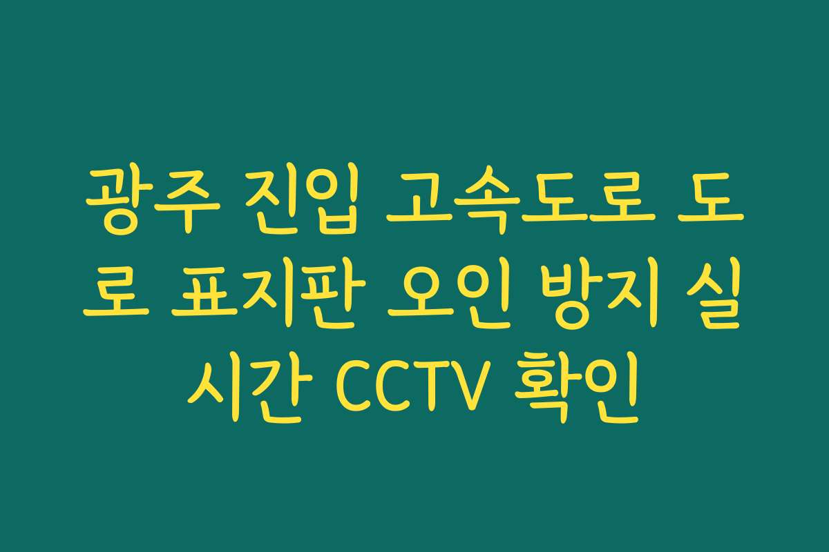 광주 진입 고속도로 도로 표지판 오인 방지 실시간 CCTV 확인