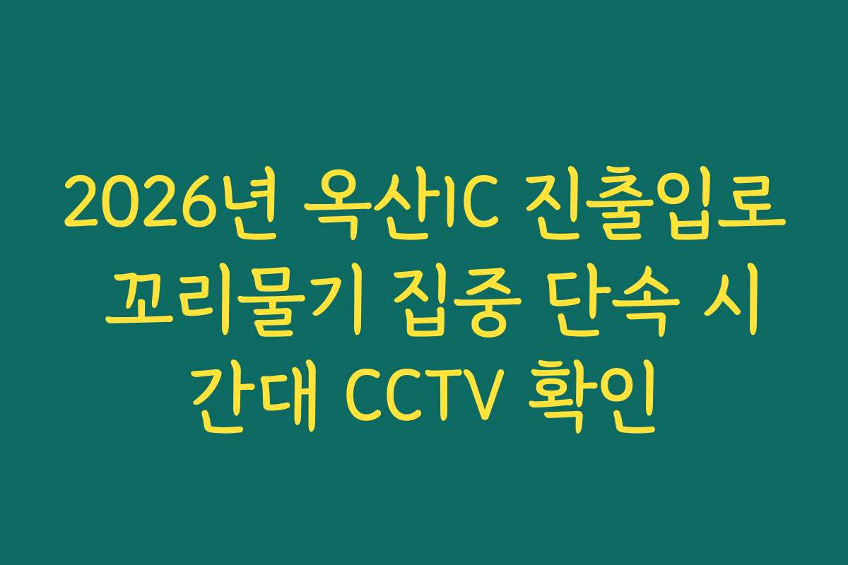 2026년 옥산IC 진출입로 꼬리물기 집중 단속 시간대 CCTV 확인