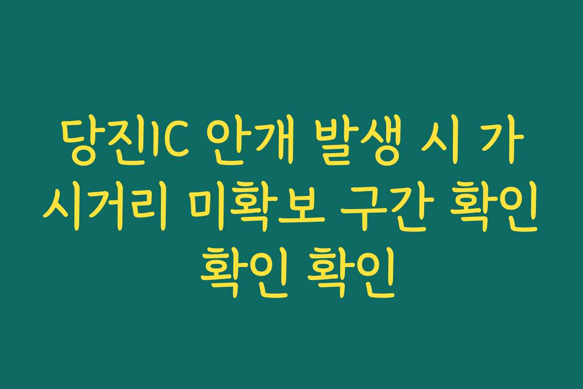 당진IC 안개 발생 시 가시거리 미확보 구간 확인 확인 확인