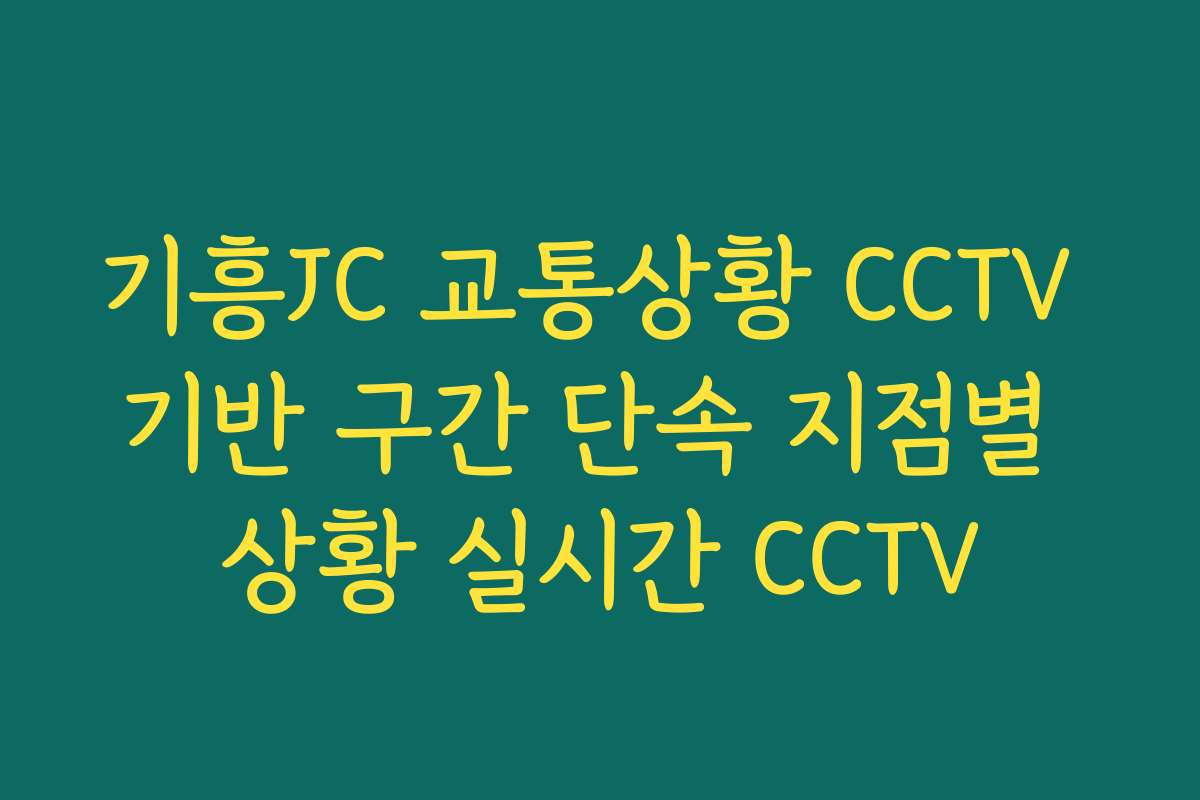 기흥JC 교통상황 CCTV 기반 구간 단속 지점별 상황 실시간 CCTV