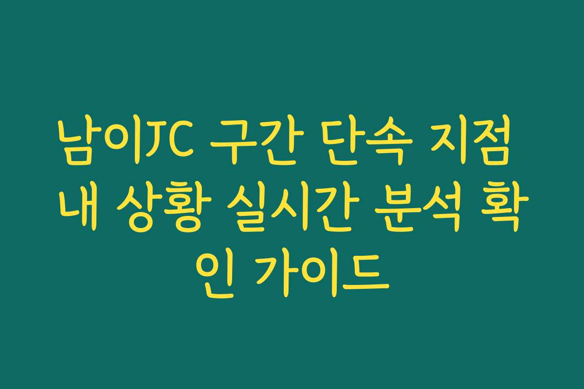 남이JC 구간 단속 지점 내 상황 실시간 분석 확인 가이드