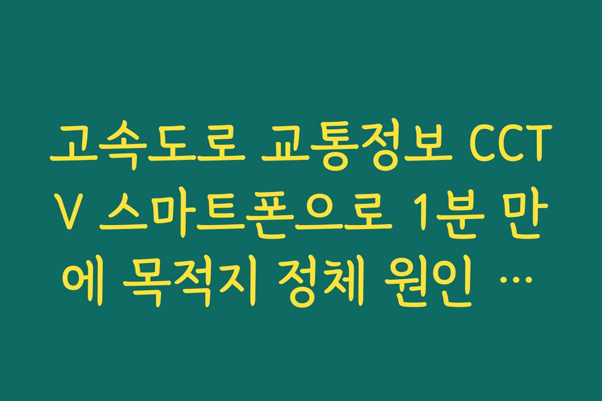 고속도로 교통정보 CCTV 스마트폰으로 1분 만에 목적지 정체 원인 파악법
