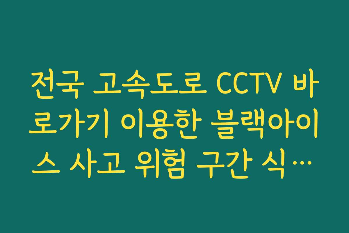 전국 고속도로 CCTV 바로가기 이용한 블랙아이스 사고 위험 구간 식별법