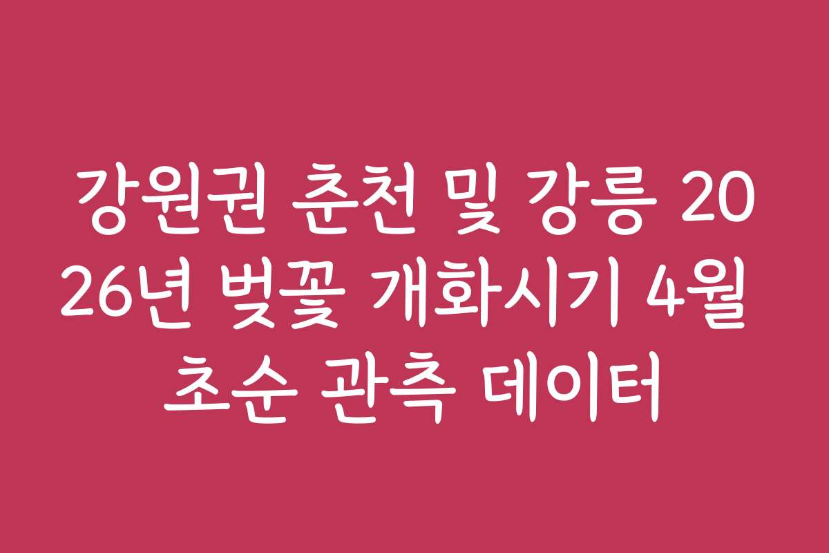 강원권 춘천 및 강릉 2026년 벚꽃 개화시기 4월 초순 관측 데이터