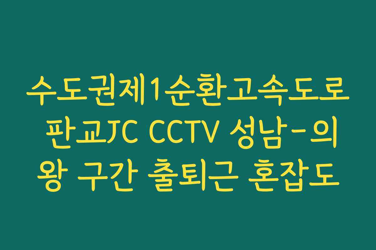 수도권제1순환고속도로 판교JC CCTV 성남-의왕 구간 출퇴근 혼잡도