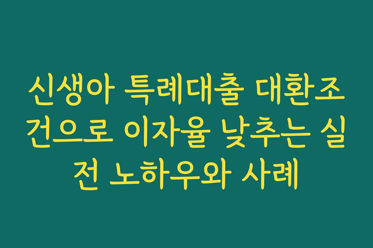 신생아 특례대출 대환조건으로 이자율 낮추는 실전 노하우와 사례