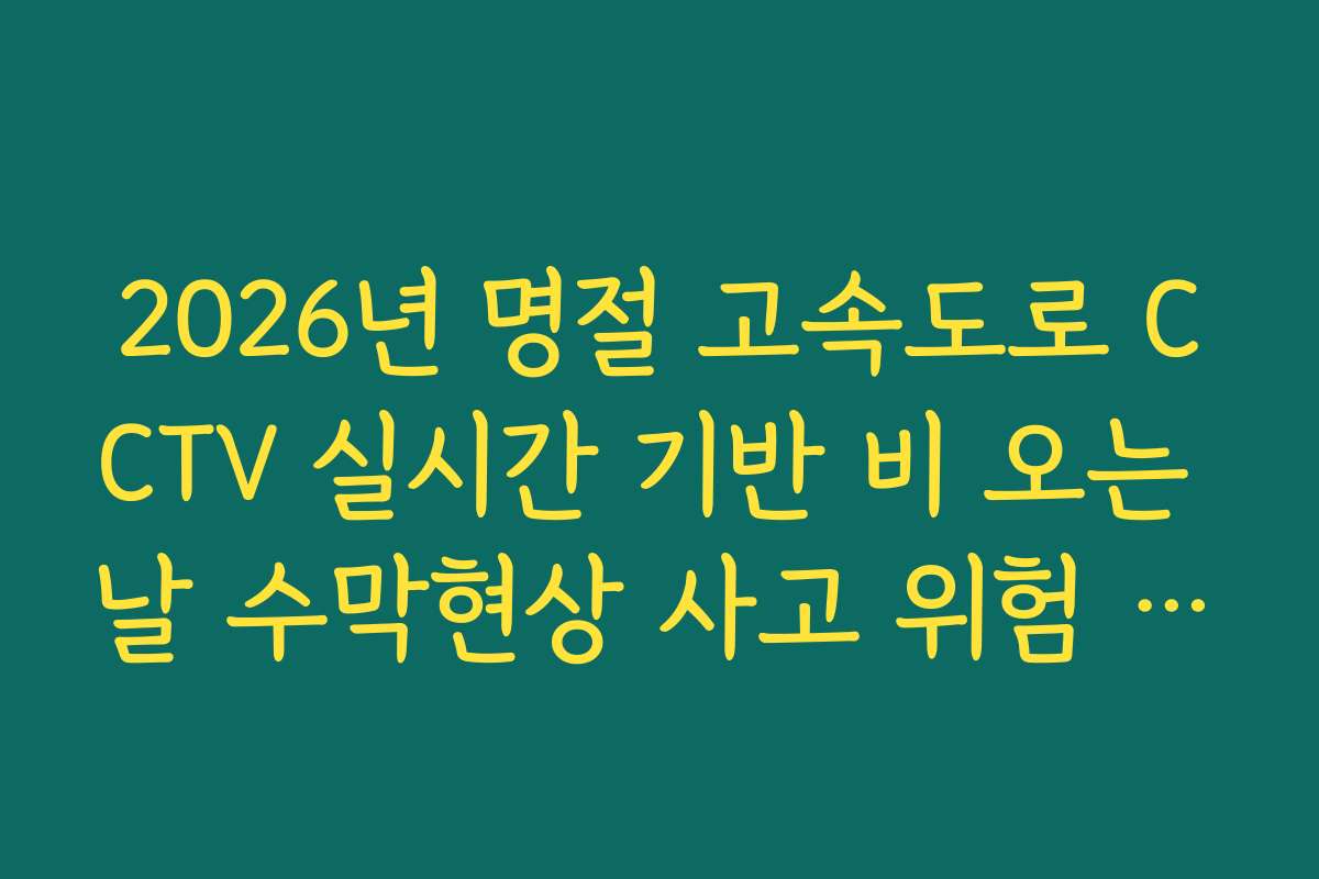 2026년 명절 고속도로 CCTV 실시간 기반 비 오는 날 수막현상 사고 위험 실시간 분석