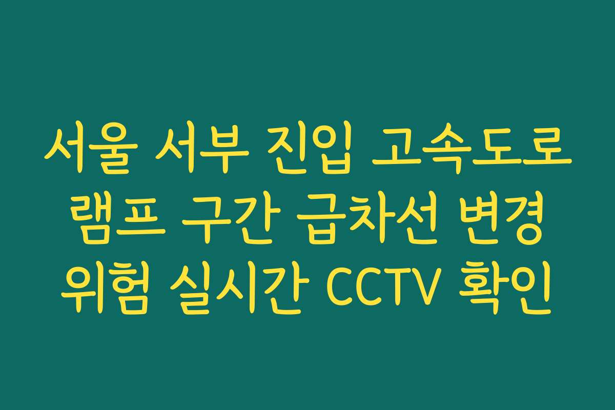 서울 서부 진입 고속도로 램프 구간 급차선 변경 위험 실시간 CCTV 확인