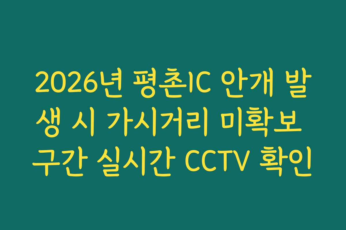 2026년 평촌IC 안개 발생 시 가시거리 미확보 구간 실시간 CCTV 확인