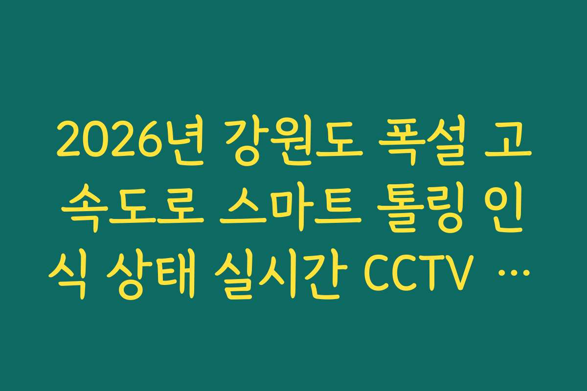2026년 강원도 폭설 고속도로 스마트 톨링 인식 상태 실시간 CCTV 확인