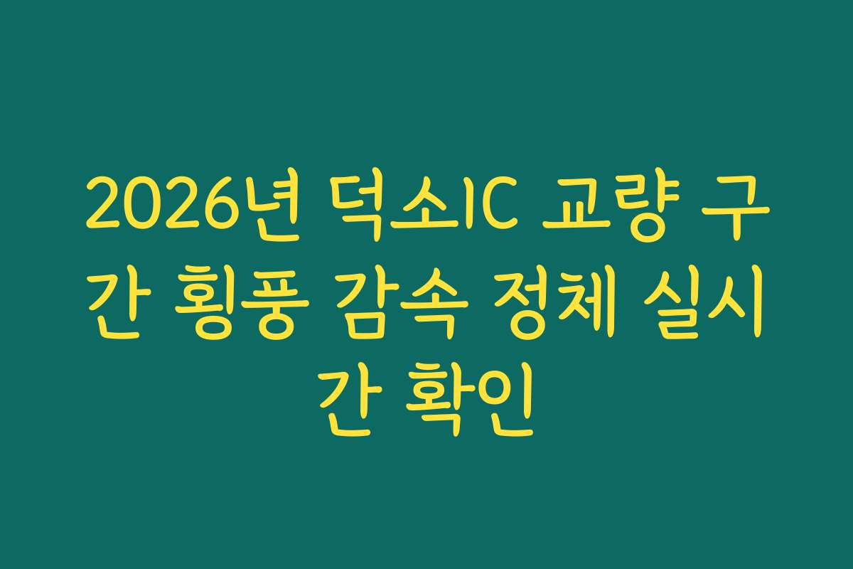 2026년 덕소IC 교량 구간 횡풍 감속 정체 실시간 확인