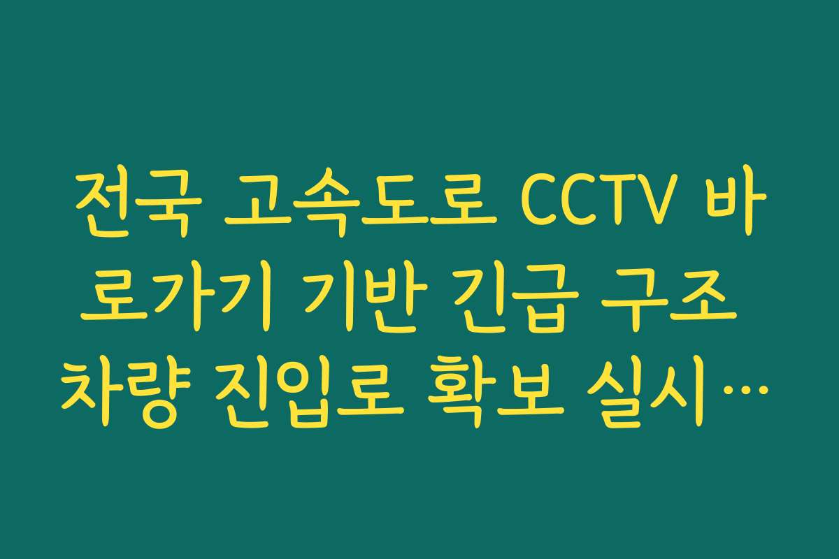 전국 고속도로 CCTV 바로가기 기반 긴급 구조 차량 진입로 확보 실시간 확인