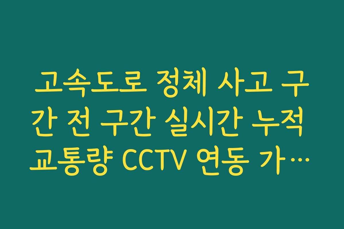 고속도로 정체 사고 구간 전 구간 실시간 누적 교통량 CCTV 연동 가이드