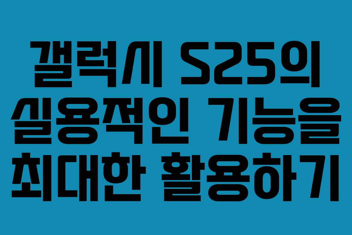 갤럭시 S25의 실용적인 기능을 최대한 활용하기