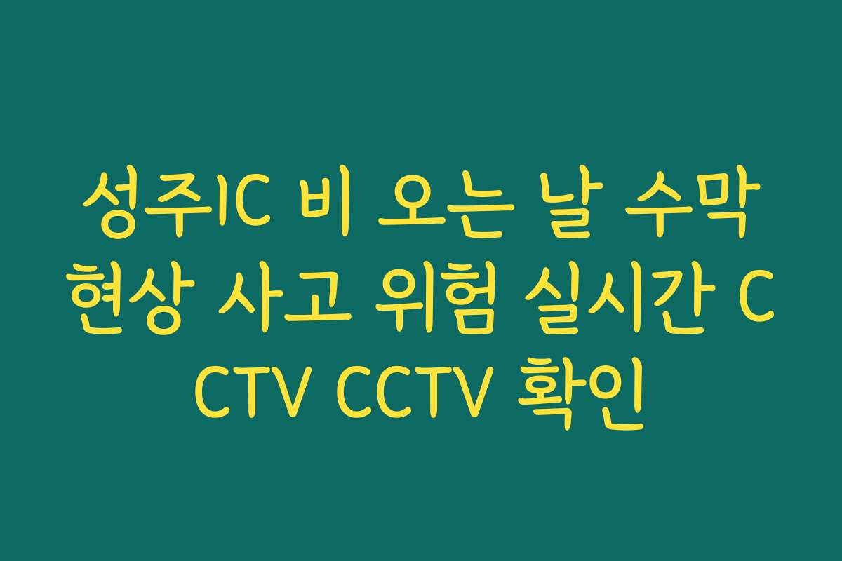 성주IC 비 오는 날 수막현상 사고 위험 실시간 CCTV CCTV 확인