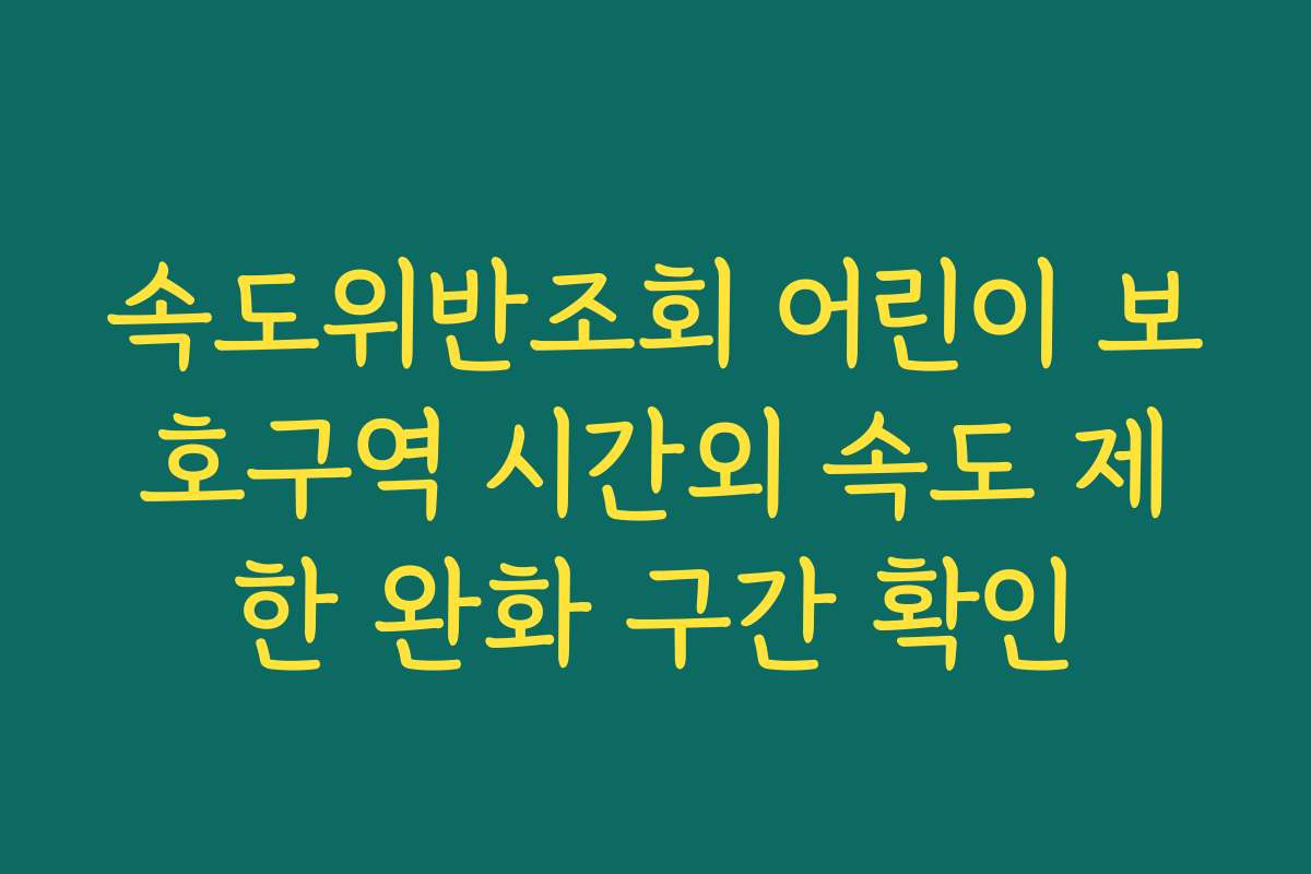 속도위반조회 어린이 보호구역 시간외 속도 제한 완화 구간 확인