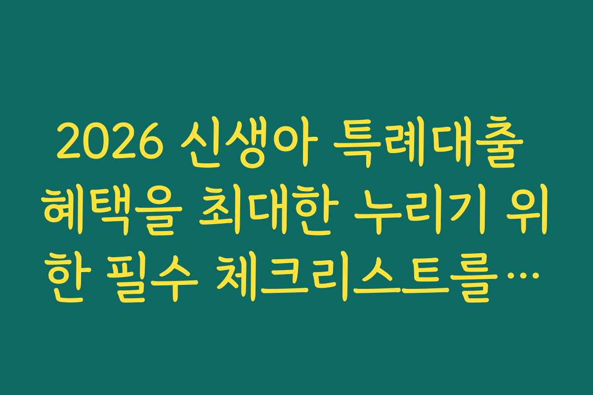 2026 신생아 특례대출 혜택을 최대한 누리기 위한 필수 체크리스트를 제공해드립니다