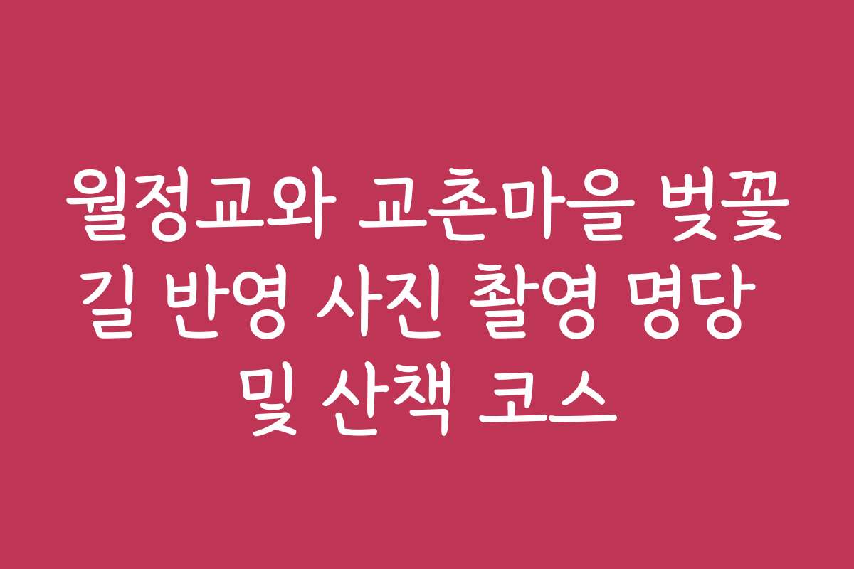 월정교와 교촌마을 벚꽃길 반영 사진 촬영 명당 및 산책 코스