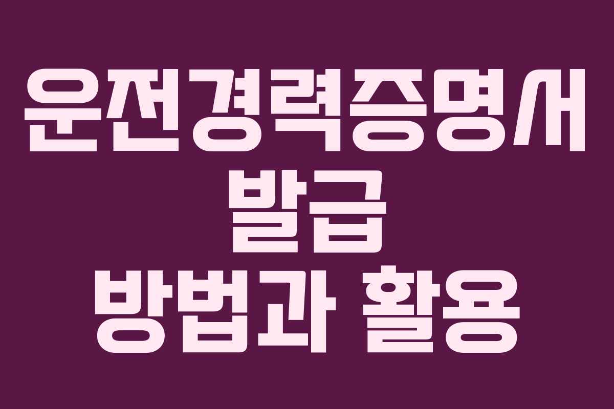 운전경력증명서 발급 방법과 활용