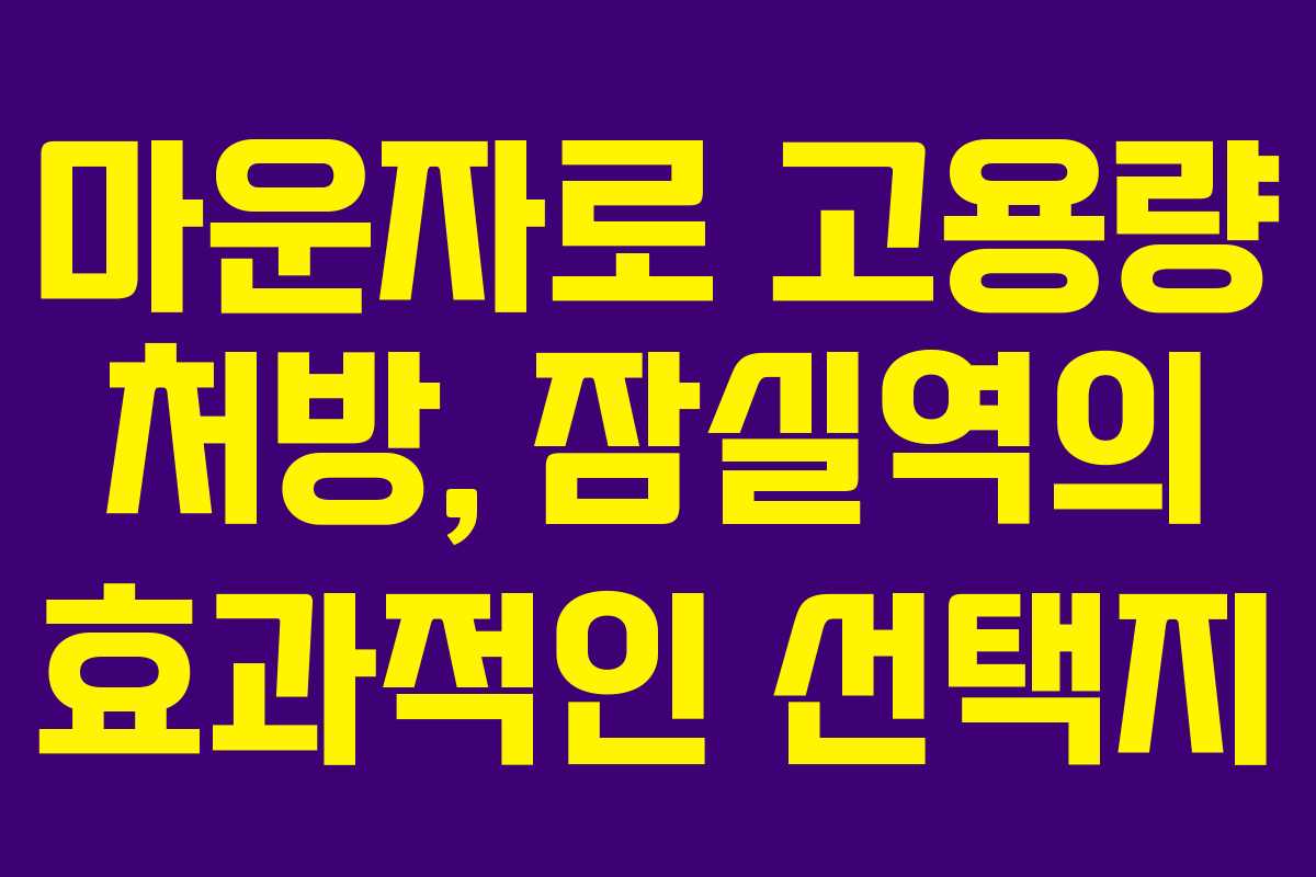 마운자로 고용량 처방, 잠실역의 효과적인 선택지