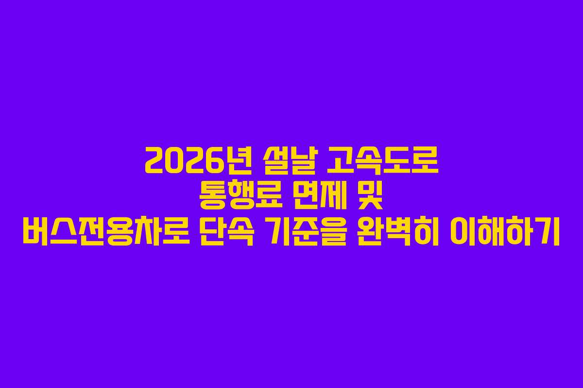 2026년 설날 고속도로 통행료 면제 및 버스전용차로 단속 기준을 완벽히 이해하기