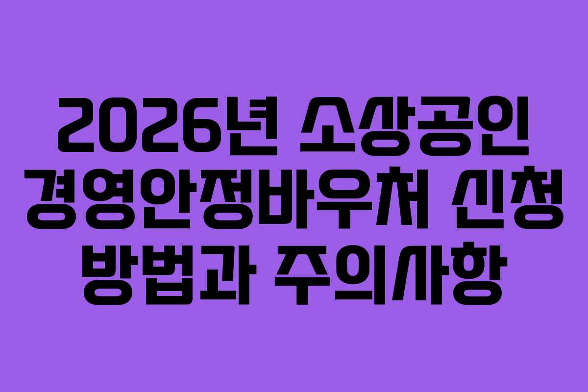 2026년 소상공인 경영안정바우처 신청 방법과 주의사항