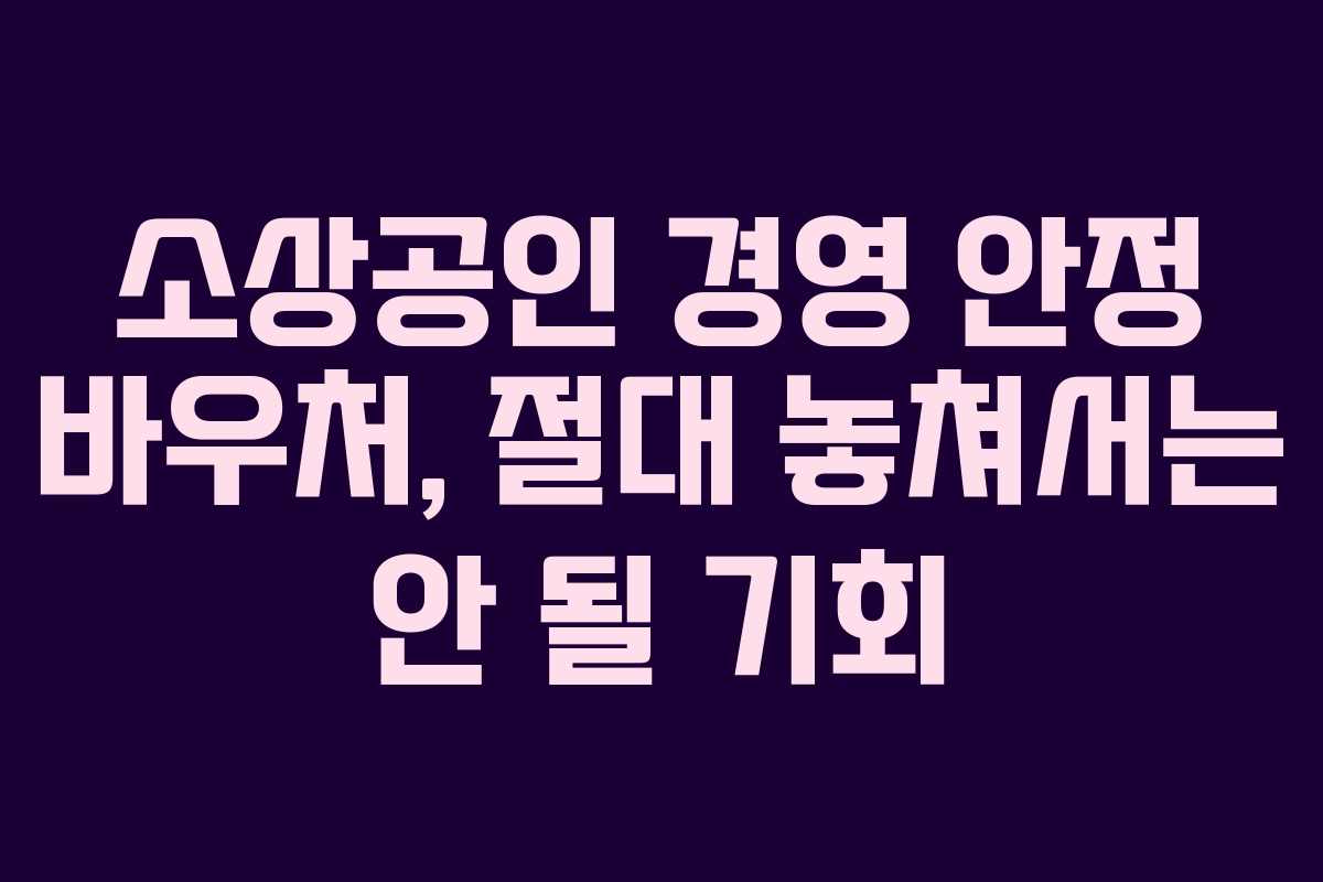 소상공인 경영 안정 바우처, 절대 놓쳐서는 안 될 기회