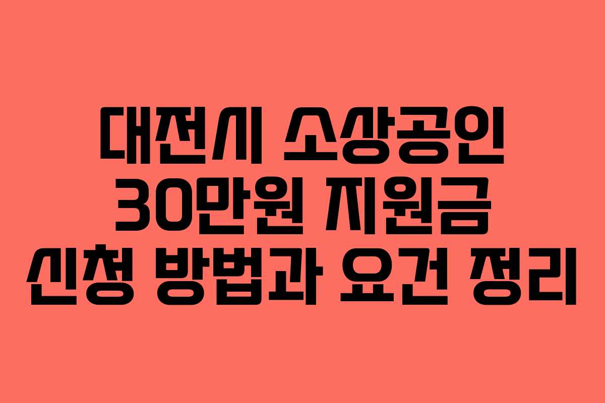 대전시 소상공인 30만원 지원금 신청 방법과 요건 정리