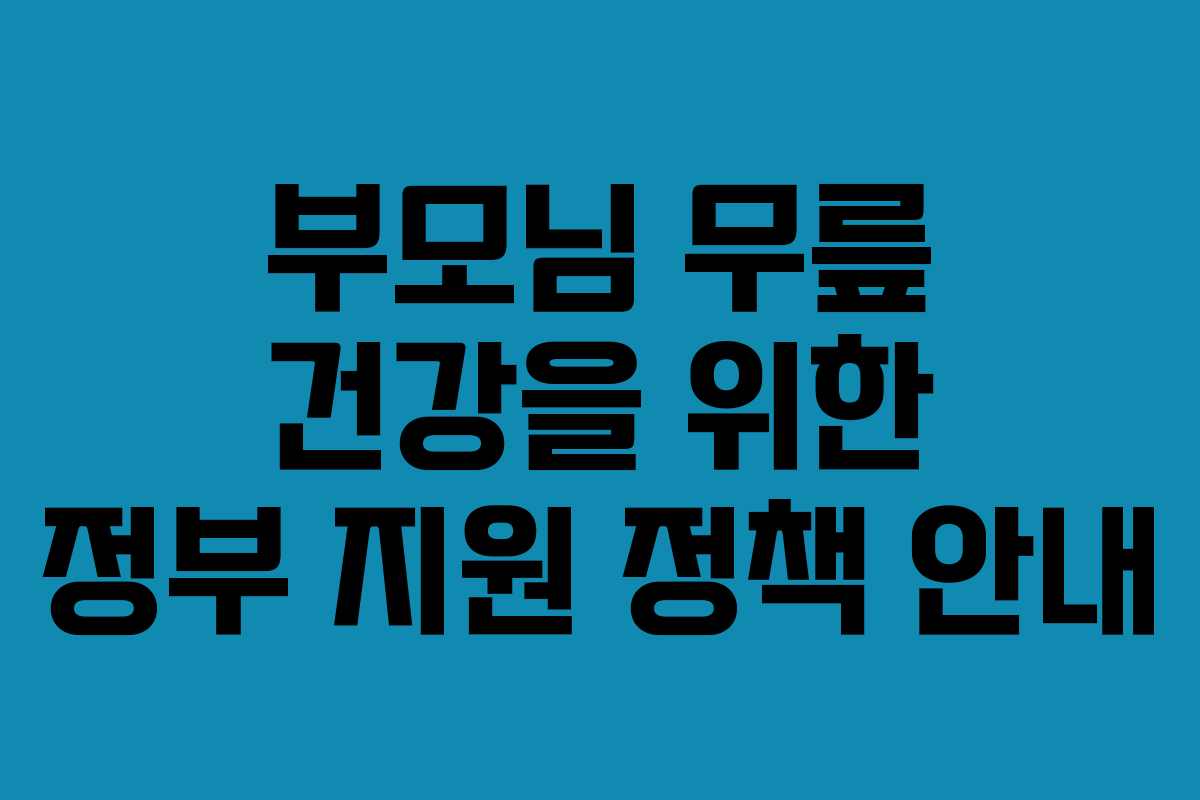 부모님 무릎 건강을 위한 정부 지원 정책 안내