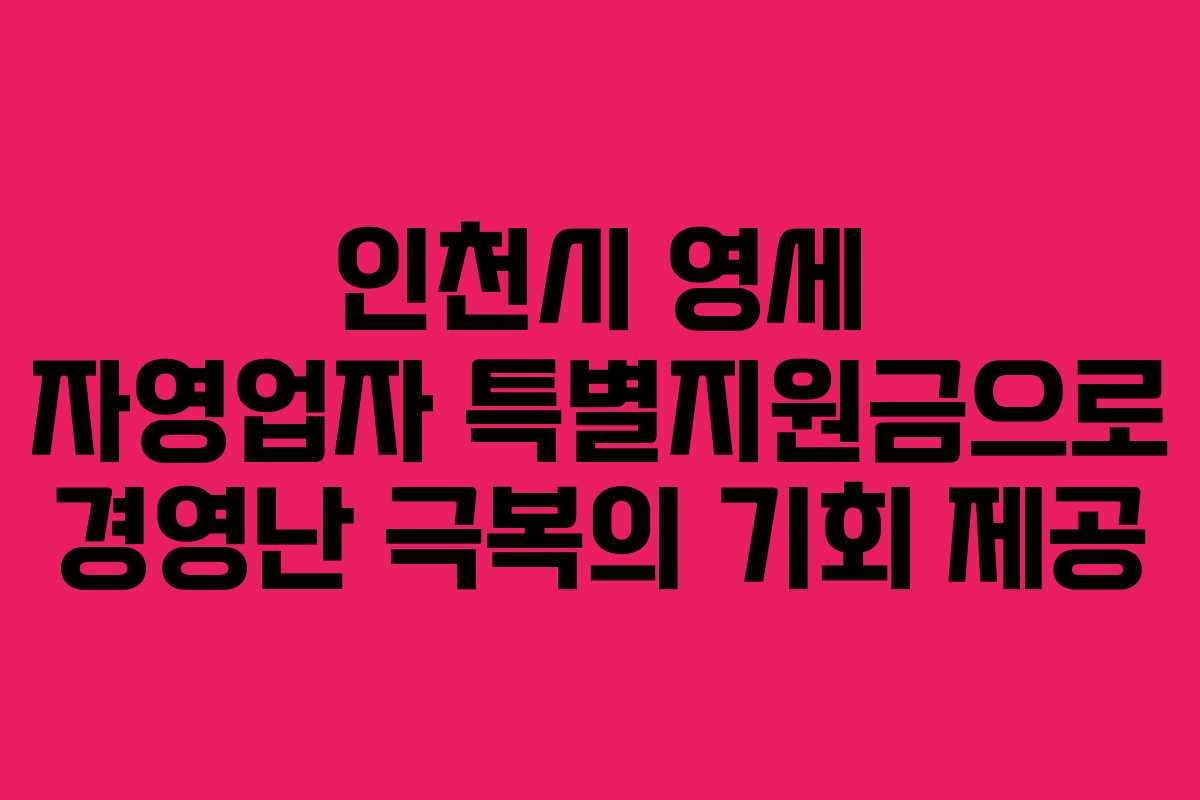 인천시 영세 자영업자 특별지원금으로 경영난 극복의 기회 제공