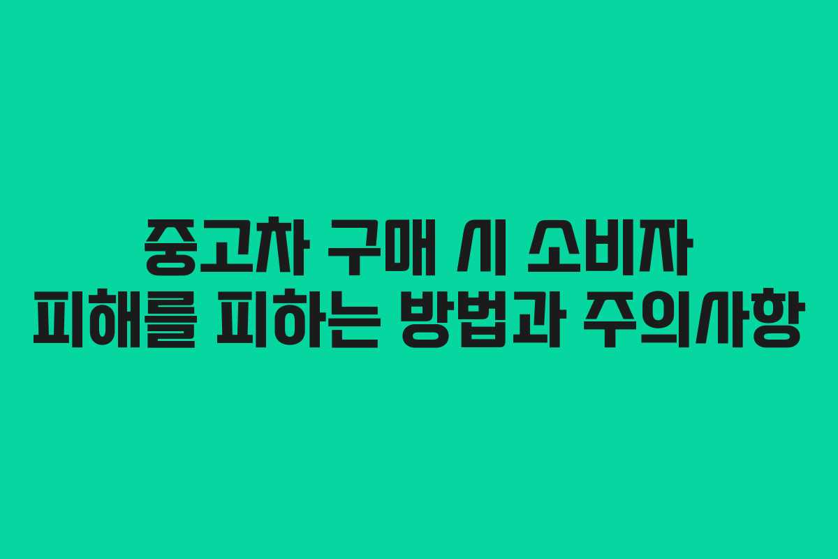 중고차 구매 시 소비자 피해를 피하는 방법과 주의사항