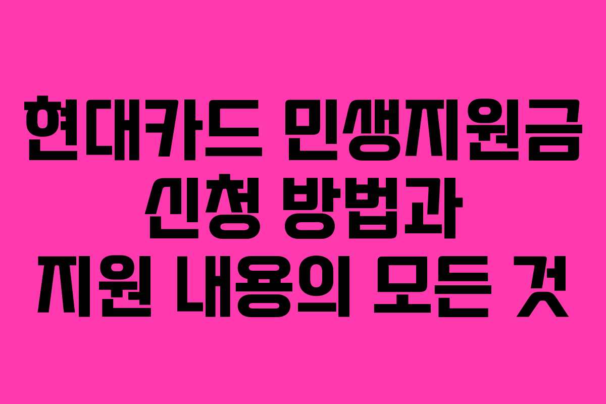 현대카드 민생지원금 신청 방법과 지원 내용의 모든 것