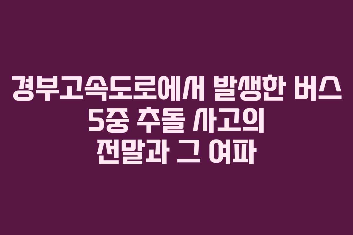 경부고속도로에서 발생한 버스 5중 추돌 사고의 전말과 그 여파
