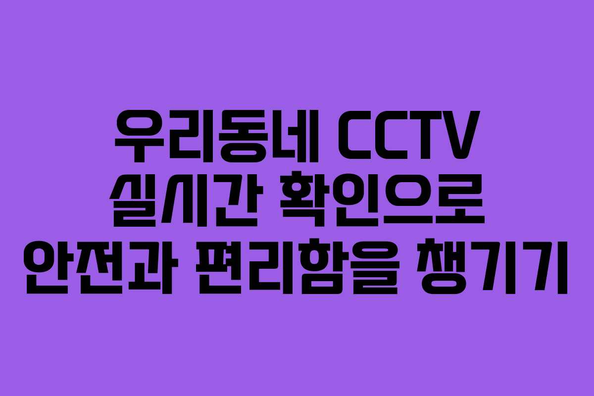 우리동네 CCTV 실시간 확인으로 안전과 편리함을 챙기기