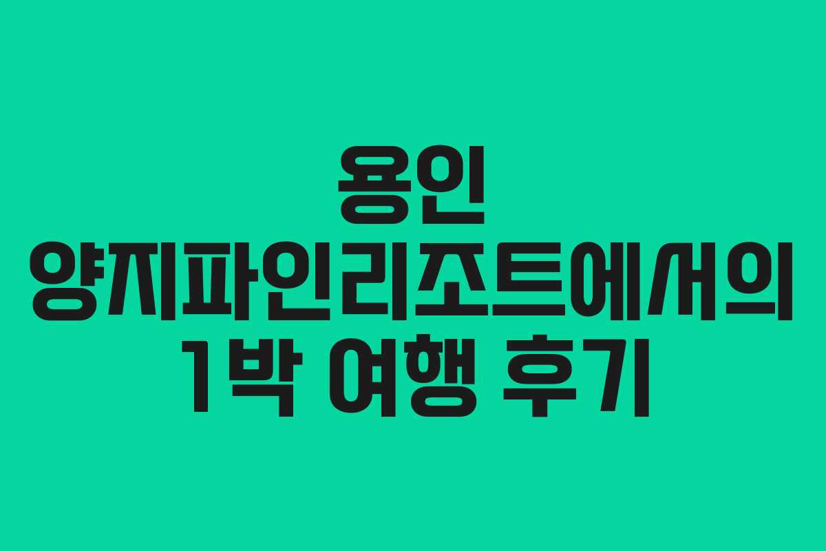 용인 양지파인리조트에서의 1박 여행 후기