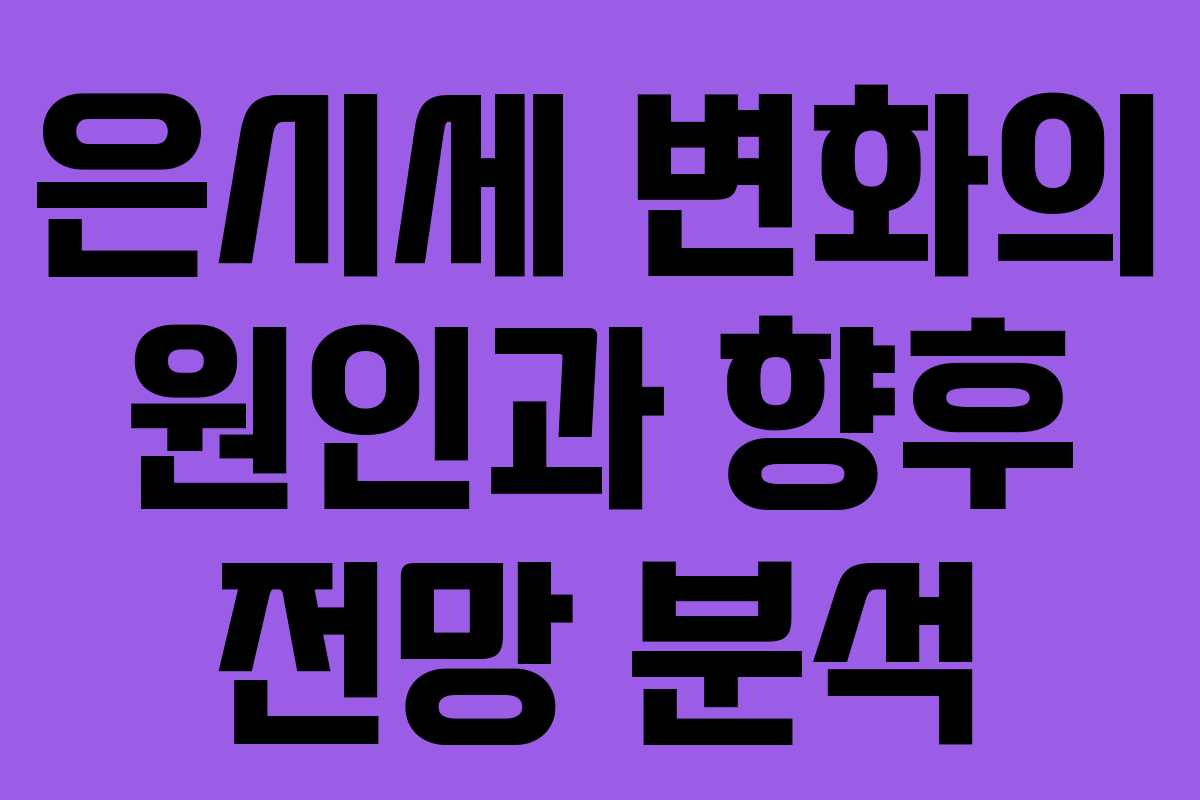 은시세 변화의 원인과 향후 전망 분석