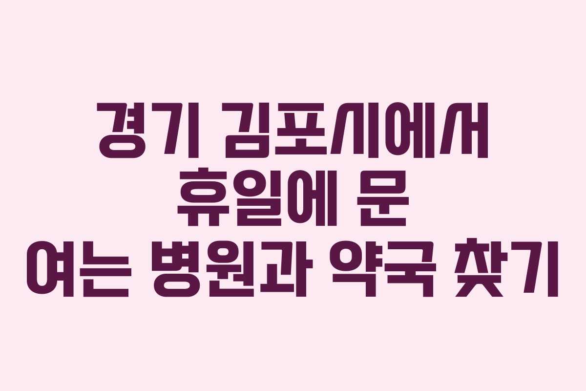 경기 김포시에서 휴일에 문 여는 병원과 약국 찾기