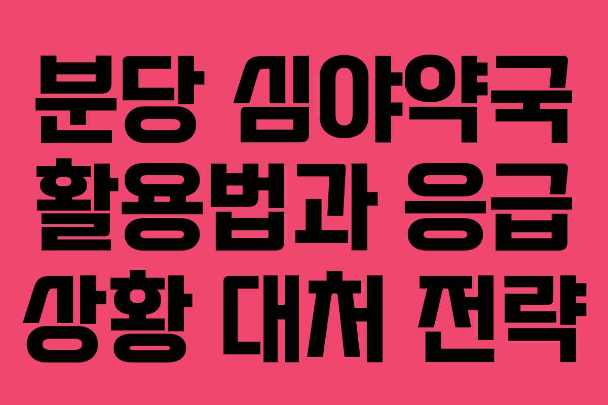 분당 심야약국 활용법과 응급 상황 대처 전략