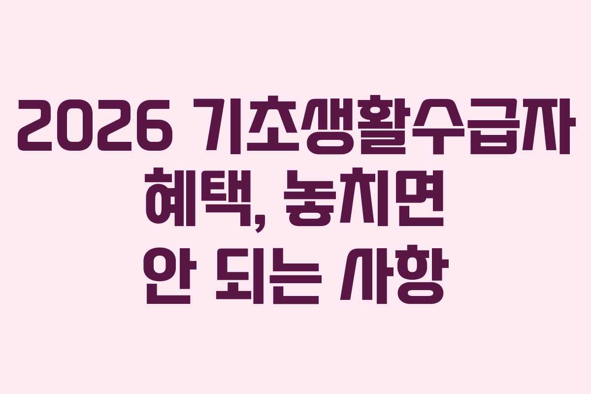 2026 기초생활수급자 혜택, 놓치면 안 되는 사항