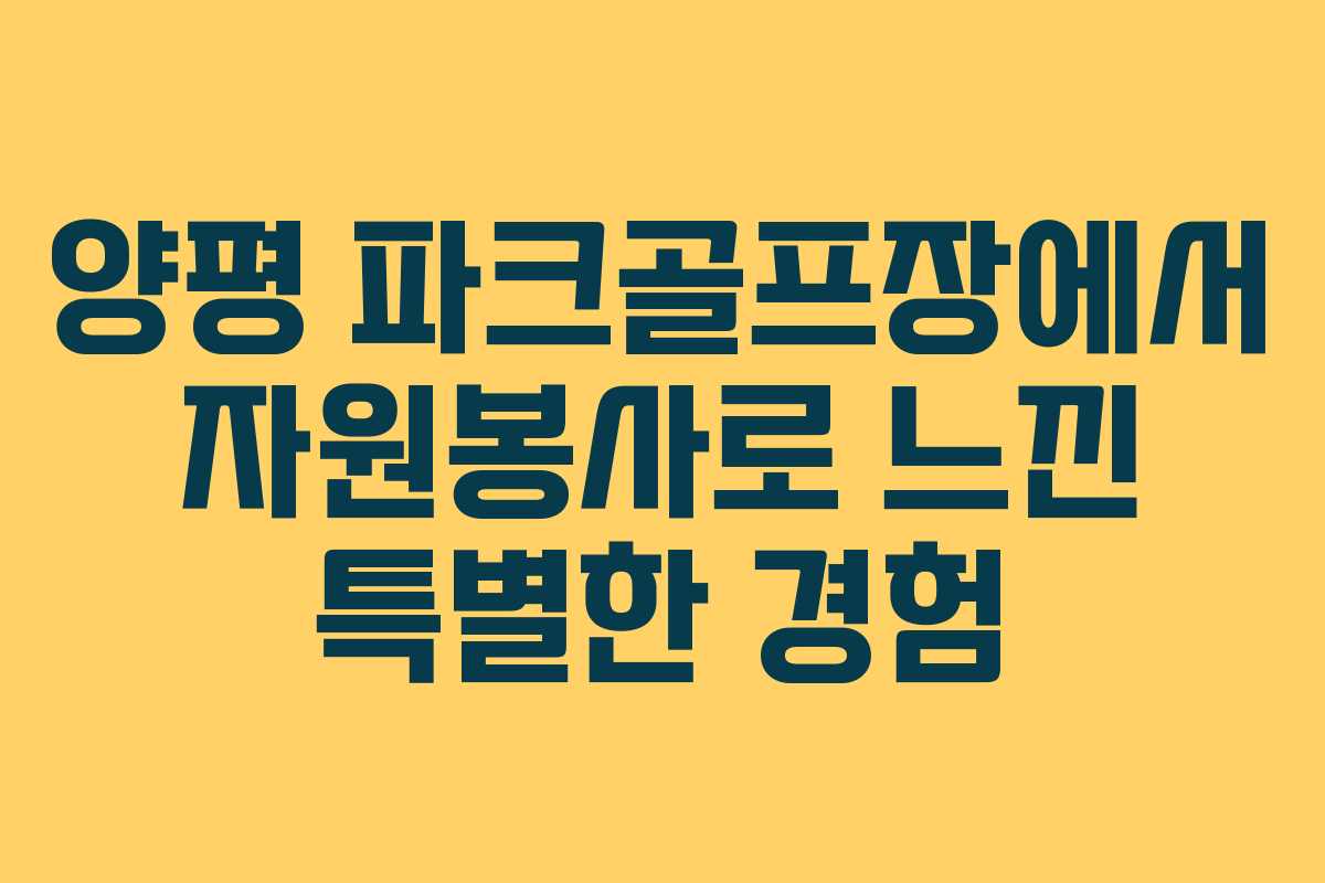 양평 파크골프장에서 자원봉사로 느낀 특별한 경험