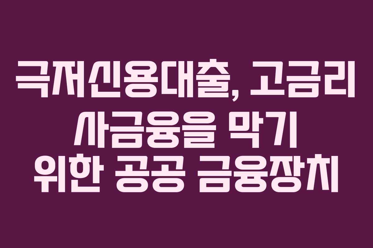 극저신용대출, 고금리 사금융을 막기 위한 공공 금융장치