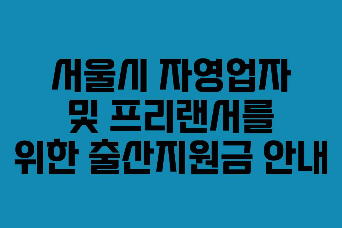 서울시 자영업자 및 프리랜서를 위한 출산지원금 안내