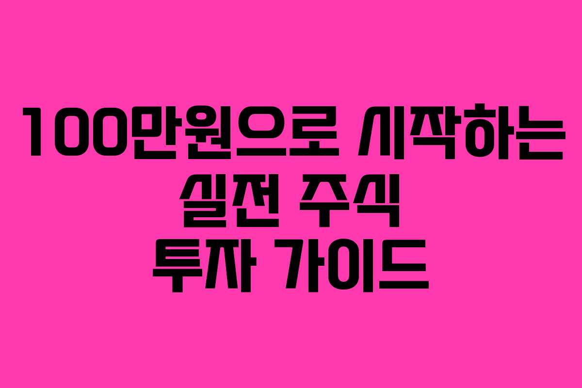 100만원으로 시작하는 실전 주식 투자 가이드
