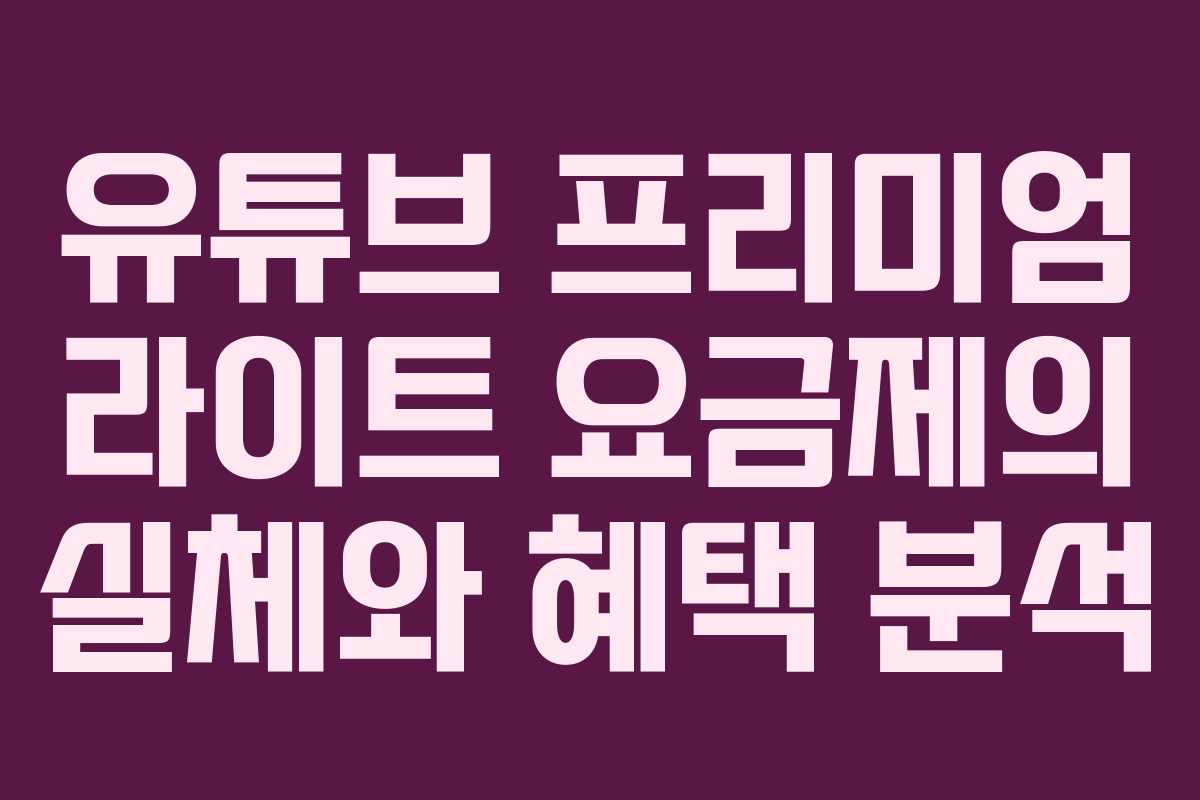 유튜브 프리미엄 라이트 요금제의 실체와 혜택 분석
