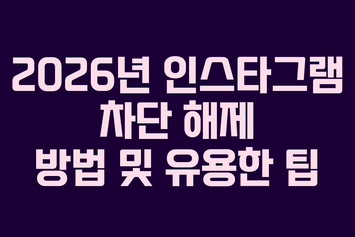 2026년 인스타그램 차단 해제 방법 및 유용한 팁