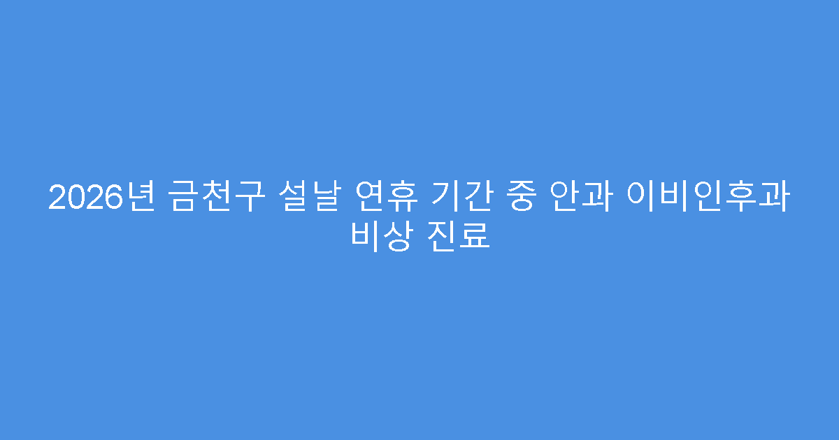 2026년 금천구 설날 연휴 기간 중 안과 이비인후과 비상 진료