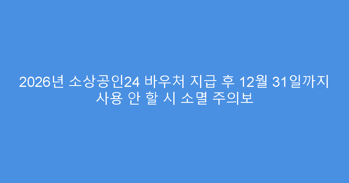 2026년 소상공인24 바우처 지급 후 12월 31일까지 사용 안 할 시 소멸 주의보