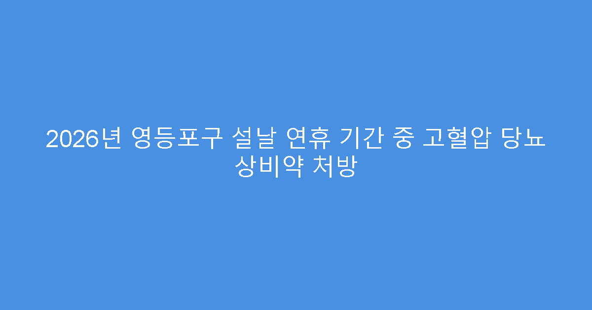 2026년 영등포구 설날 연휴 기간 중 고혈압 당뇨 상비약 처방