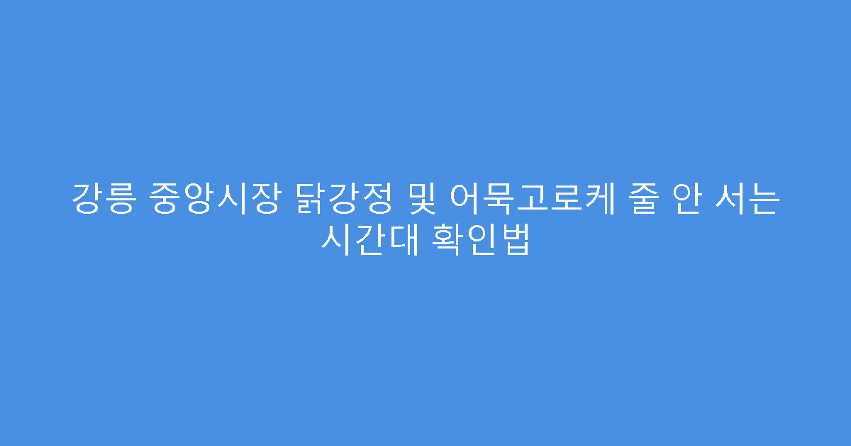 강릉 중앙시장 닭강정 및 어묵고로케 줄 안 서는 시간대 확인법